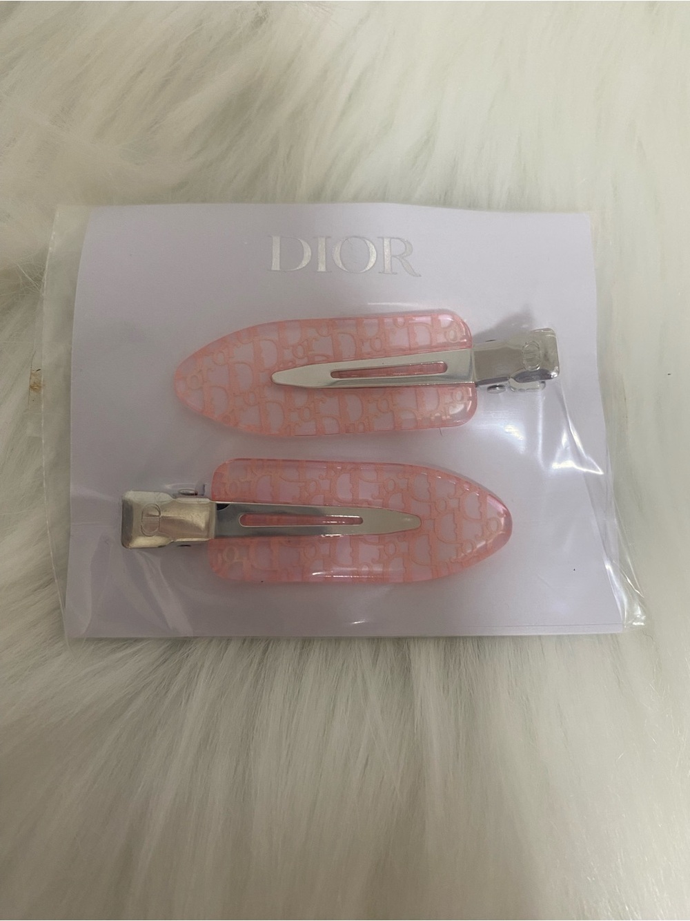 Dior Pink Monogram Resin Hair Clips